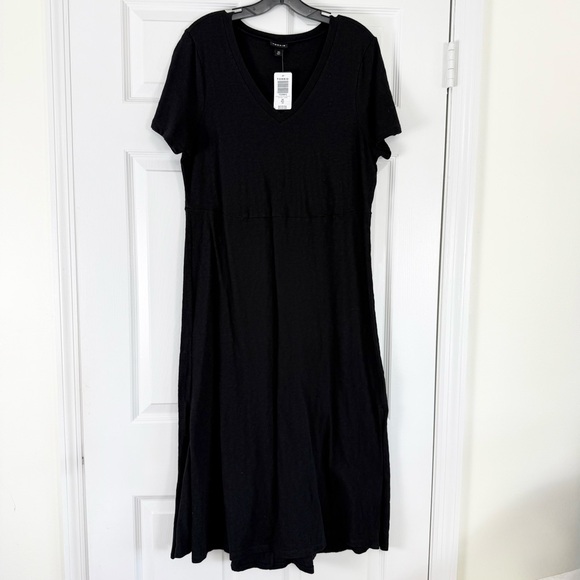 Torrid Black V-Neck Slub Knit Midi T-Shirt Dress Size Medium (10)  NEW - Picture 2 of 7